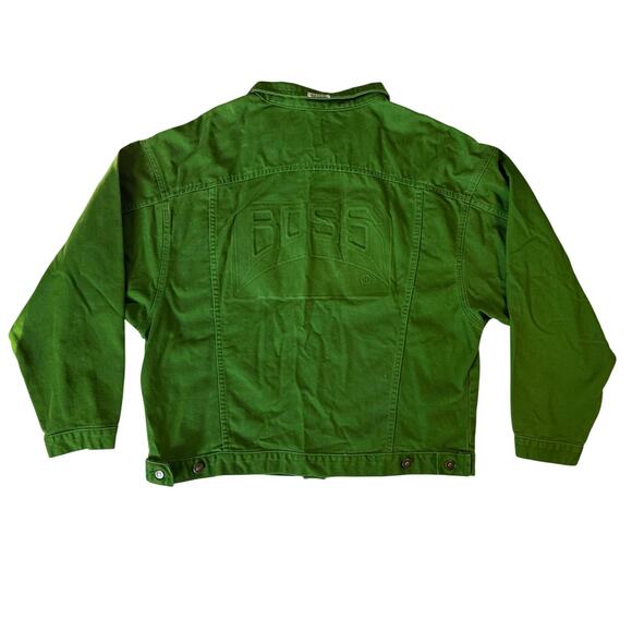 Boss Green Jean Jacket Men’s L 90s Trucker Bomber Style Cotton Denim "BOSS" - Picture 3 of 7